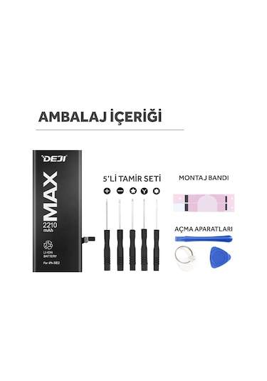 iPhone SE 2020 Uyumlu Batarya Mucize Batarya Deji 2210mAh