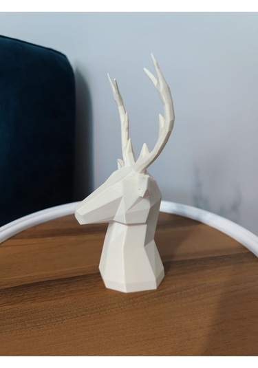 Geyik Figürlü Modern Dekoratif Hediyelik Biblo Kemik Beyazı 22cm Gizzstore Home