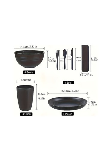 Tcherchi 24 Parça Kamp Mutfak Seti Siyah