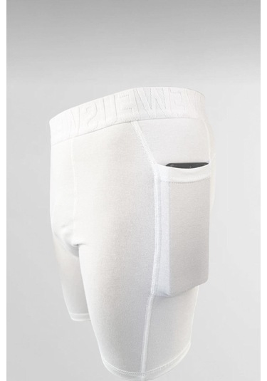 Weweus Beyaz Gizli Cepli Erkek Uzun Boxer Beyaz