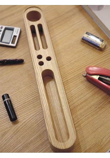 Uzun Ahşap Masaüstü Kalemlik Ve Organizer