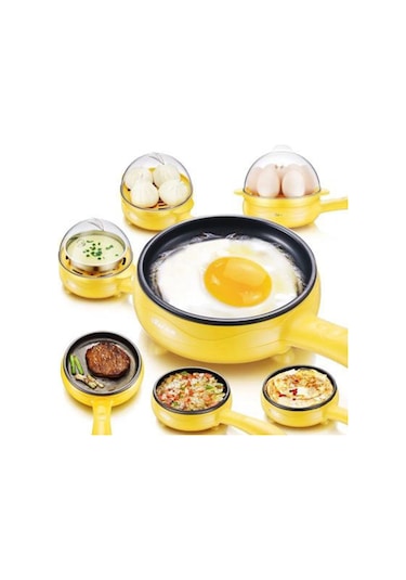 Çok İşlevli Mini Yapışmaz Tava Kazan Vapur Ocak Haşlanmış Patlıcan Mavi Çift Katlı Paket Mavi