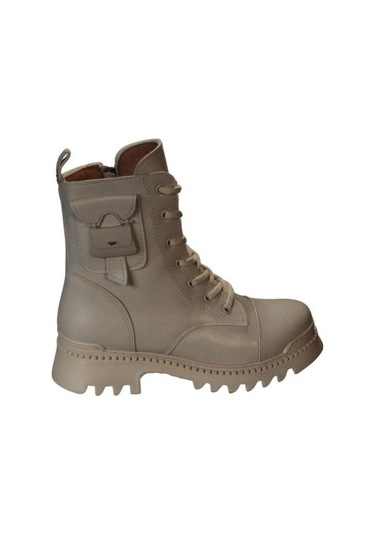 Yazkış Kadın Siyah Ten Cilt Fermuar Bağcıklı 16cm Bilek Uzunlupu Termo Kalın Taban Postal Bot 001