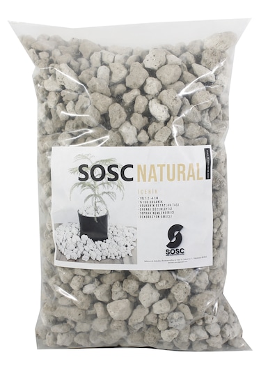 Sosc Natural Beyaz Dekoratif Pomza Taşı, 2-4 Cm, 10 Litre, Drenaj