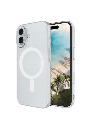 IPhone Uyumlu 17 Kılıf Zore M-safe Şarj Özellikli Şeffaf Kamera Çerçeveli Porto Kapak