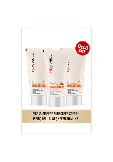 3 Adet Rice & Ginseng Sunscreen Spf50+ Pirinç Özlü Güneş Kremi 50 Ml