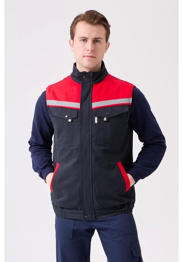 Kışlık İş Yeleği Grikırmızı Gabardin Çok Cepli Royal Sıcak Tutucu Rüzgar Geçirmez Reflektörlü Lacivert-kırmızı Kışlık İş Yeleği Grikırmızı Gabardin Çok Cepli Royal Sıcak Tutucu Rüzgar Geçirmez Reflektörlü Lacivert-kırmızı