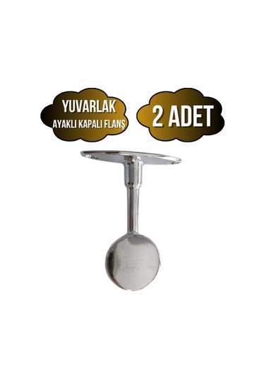 Yuvarlak Ayaklı Kapalı Askı Borusu Flanşı Mobilya Yuvarlak Boru Flanşı Metal Boru Çapı:25mm 2 Adet Krom