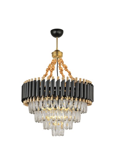 Palmira 55'lik Prizma Kesim Kristal Taşlı Lüks Avize - Siyah-gold Siyah-Gold