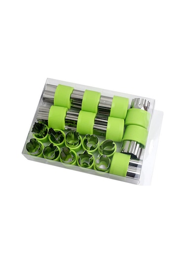 Ximistore9 20 Parça Paslanmaz Çelik Sebze Meyve Kesme Kalıbı - 9 Büyük + 11 Küçük Şekilli Mutfak Aleti Seti Çok Renkli