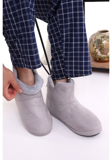 Rd Eb312 Düz Renk Erkek Panduf Ev Botu Ev Ayakkabısı Gri