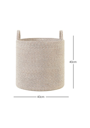 Ocean Home Textile Bej Kırçıllı Pamuklu Halat Sepet 40 x 40 cm