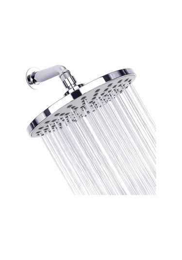 "8 İnç Yüksek Basınçlı Duş Başlığı - Abs Malzeme, G1/2 Bağlantı, Kireç Önleyici Nozullar" Gümüş Gümüş