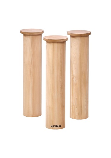 Masifart Flos 3 Lü Sütun Ayak Cilasız Ham Ahşap