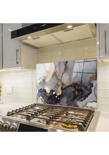 Decorita Cam Ocak Arkası Koruyucu|Stark MermerGörünüm|49,5cmx76cm