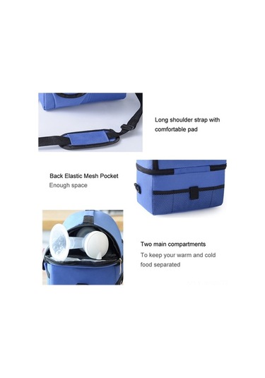 Ulzyvf Çift Bölmeli Isı Yalıtımlı Öğle Yemeği Çantası - Süt Saklama Özellikli Koyu Mavi Koyu Mavi