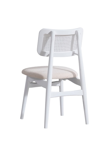 Helios Hazeranlı Ahşap Bohem Sandalye Beyaz - Krem