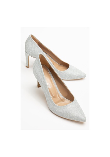 Kadın İnce Topuklu Stiletto Gümüş Parlak Malzeme Aynalı Jurdan-3775 GUMUS