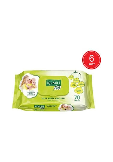 Komili Soft Islak Bebek Havlusu 6 X 70'Li