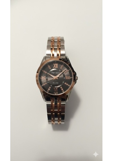 Ferrucci Kadın Kol Saati Gümüş Renk, Siyah Kadran - Fc03602m.02, 2 Yıl Garantili Altın - Gümüş