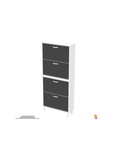 Modilayn Umay' 2 Li Kapı Önü 72 X 168x 25,5 Cm Lik 4 Düşer Kapak 8 Göz Bölmeli Ayakkabılık Beyaz-antrasit Modilayn Umay' 2 Li Kapı Önü 72 X 168x 25,5 Cm Lik 4 Düşer Kapak 8 Göz Bölmeli Ayakkabılık Beyaz-antrasit