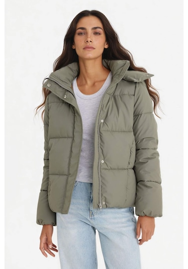 Defacto Regular Fit Kapüşonlu Fermuarlı Şişme Mont F2143ax25wnkh6 Haki-kh6