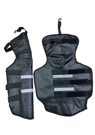 Bike Sky Diz & Bacak Koruma Deri Reflektörlü Dizlik + Kol Telefon Tutucu Çanta Siyah