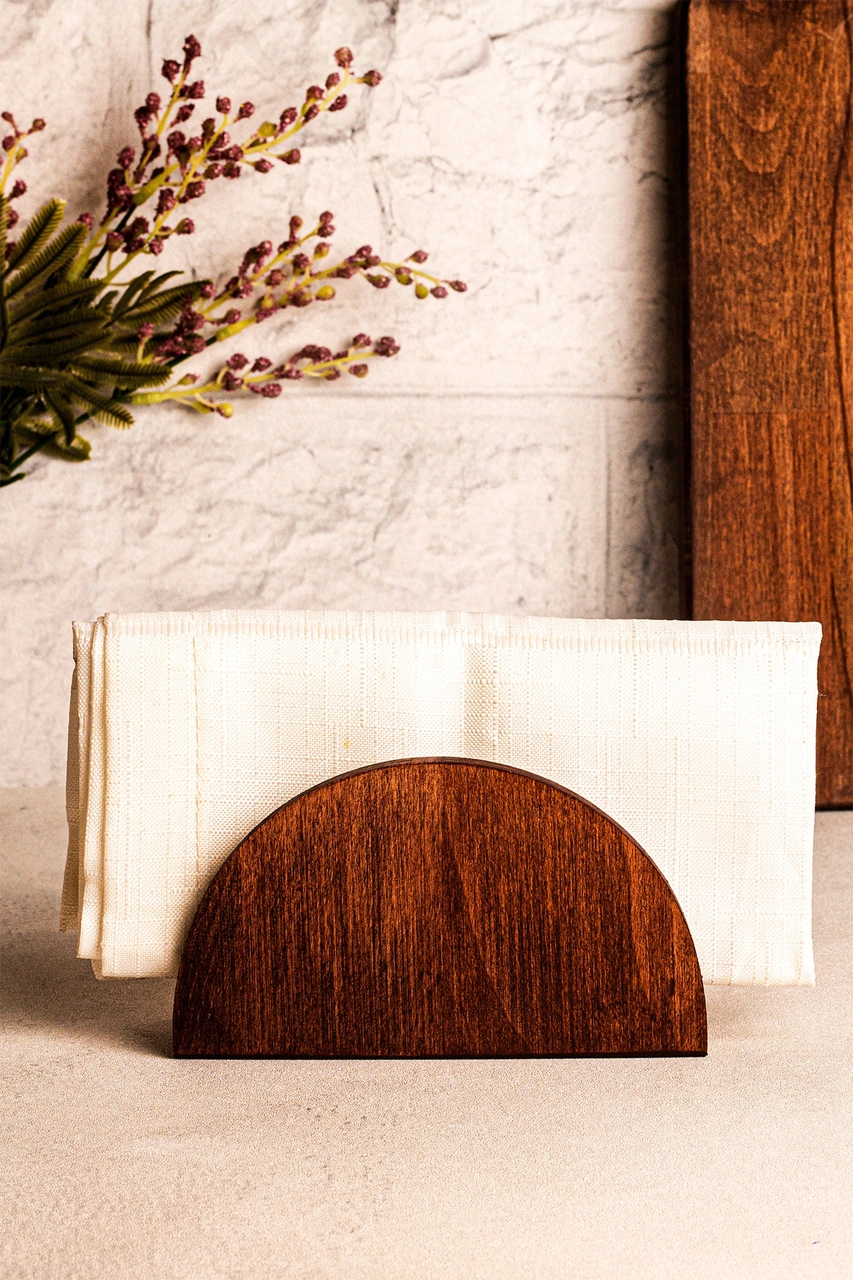 Snippy Maro - Ahşap Peçetelik Masaüstü Peçete Organizeri Kahverengi