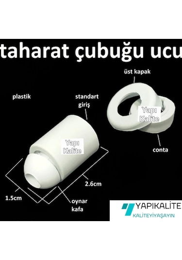 4 Adet Taharat Çubuğu Ucu Plastik Beyaz Taharet Borusu Ucu Beyaz