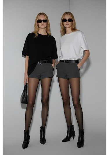 Soft&Basic Kadın 2'li %100 Organik Pamuk Oversize Fit Basic Yuvarlak Yaka T-shirt Siyah - Beyaz