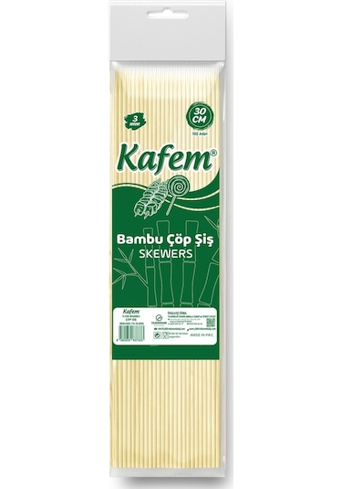 Kafem Bambu Çöp Şiş 30 CM 3 MM 100 Lü x 10 Paket