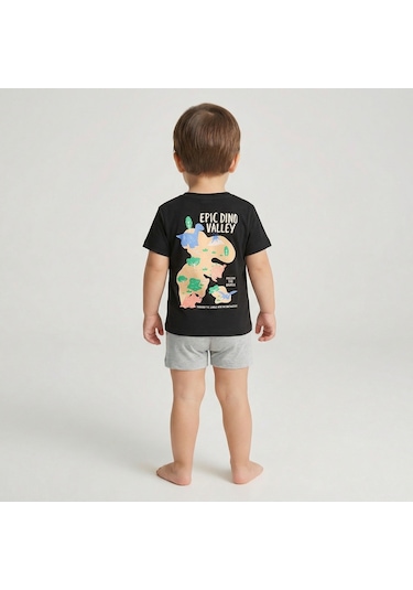 Mackays Erkek Bebek Dinazorlu Tshirt Siyah Siyah