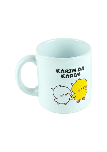 Desenli Kupa Karım Kocam Bardak Seramik 2'li Set 300 Ml