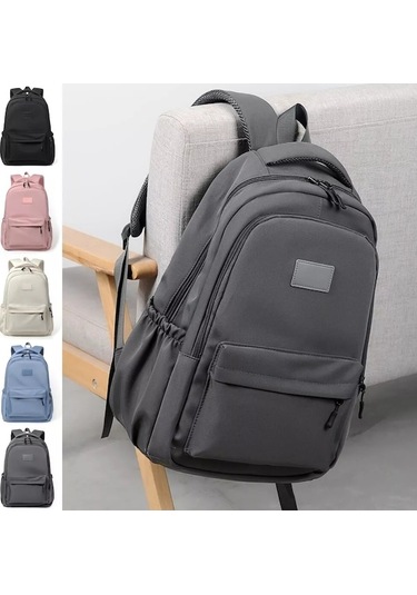 Solid Color Backpack Teenager School Bag Travel Shoulder Bag For Men Women Gray Gri Gri