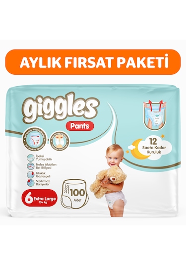 Giggles Pants Külotlu Bebek Bezi 6 Numara Xlarge 100 Adet