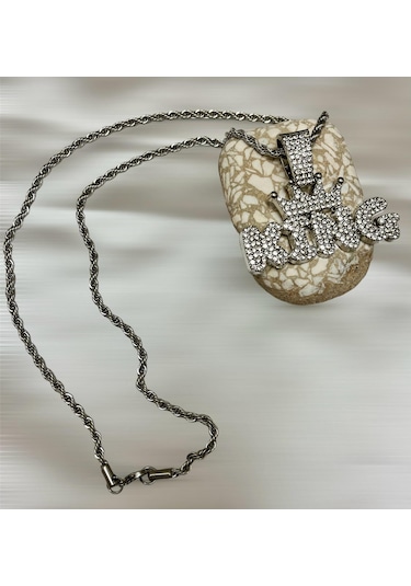 Gns Aksesuar Kral Ve Kraliçe Model 316l Kararmaz Çelik-kalın Zincirli Çift Kolye Gümüş