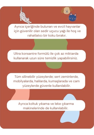 Pureal Evcil Hayvanlar İçin Doğal Yüzey Temizleyici ve Koku Giderici Konsantre 500 ML