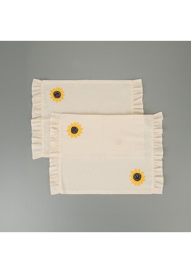 Evidea Soft Nakışlı Fırfırlı 2'li Amerikan Servis - Ekru - 35x50 Cm Ekru