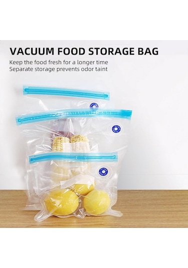 35pcs Vakumlu Gıda Saklama Torbası Yeniden Kullanılabilir Vakumlu Kapatma Torbaları 3 Boyutlu 1 El Pompası 4 Pişirme Klipsi