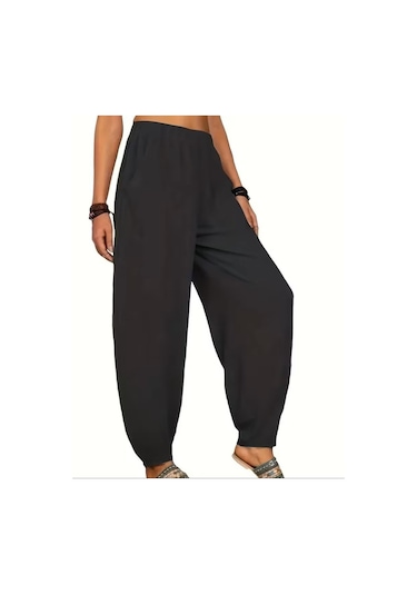 Buğrahayalin Kadın Yüksek Bel Cep Detaylı Pantolon Siyah