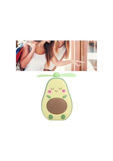 Fan Led Gece Lambası Makyaj Aynası Avakado Usb Fan El Tipi Masa Vantilatörü