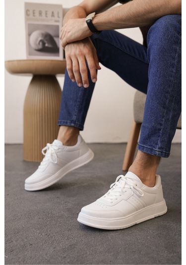 Daxors D0163 Günlük Ortopedik Erkek Sneaker Spor Ayakkabı Beyaz