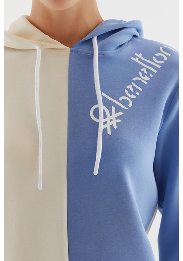 United Colors Of Benetton Kadın Kapüşonlu Sweatshirt Bnt-w20724 Mavi