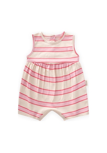 Cigit Geniş Çizgili Tulum 0-3 Yaş Pembe Fuşya Çizgili Pembe Fuşya Çizgili