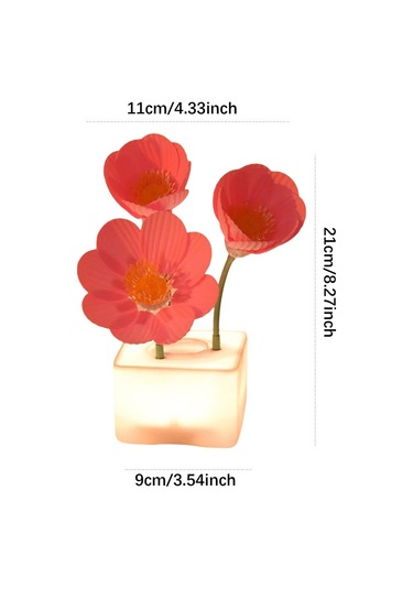 Homyl Otomatik Blooming Çiçek Gece Işık Yatak Odası Ekran Pembe Çok Renkli