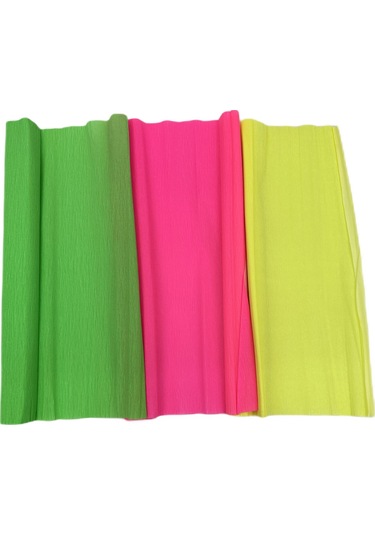Roco Paper Neon Renkli Krapon Kağıtları - 3'lü Set 40gr 50x250cm
