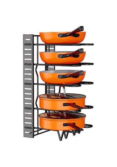 Yifomall Siyah Dikey 5 Katlı Mutfak Tencere Rakımı - Yüksekliği Ayarlanabilir, Çok Amaçlı, Masüstü Gereç Depolama Rafı Diğer
