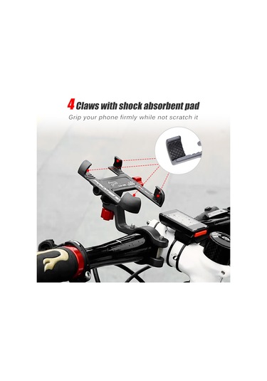 Gajeena Bisiklet Ve Motosiklet İçin 360 Dönebilen Alüminyum Telefon Tutucu - 25-31.8mm Gövdeye Uyumlu Diğer