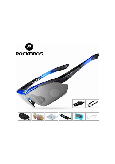 Rockbros Polarize Uv Korumalı Mavi Bisiklet Gözlüğü Açık Gri