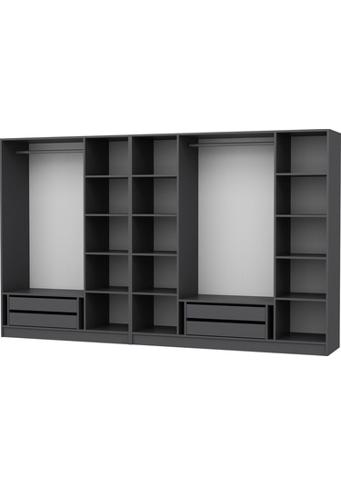 Kale 7 Kapak 3a 4ç Dolap Antrasit - Mebran Defne Ayna Antr 190cm Antrasit